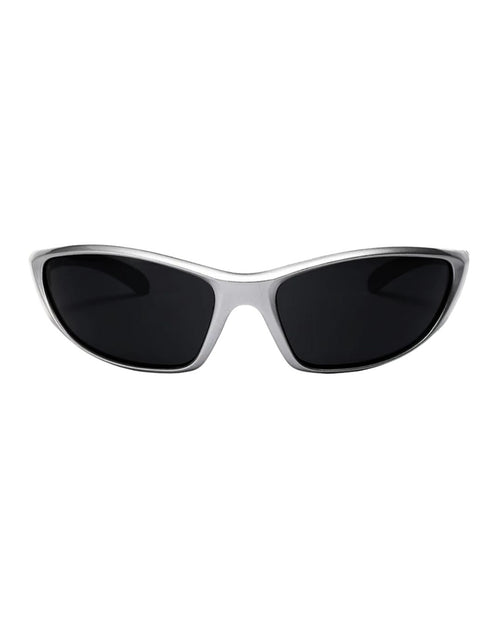 Lunette de vitesse techno - Galapala G001⎜FRAGMENT - monture argentée - verres noirs - vue de face