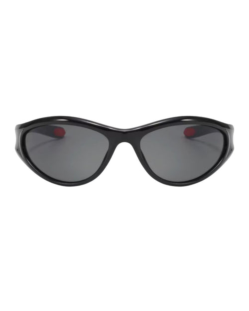 Lunette de vitesse futuriste - Galapala G004⎜NEXUS - monture noire - verres noirs - vue de face