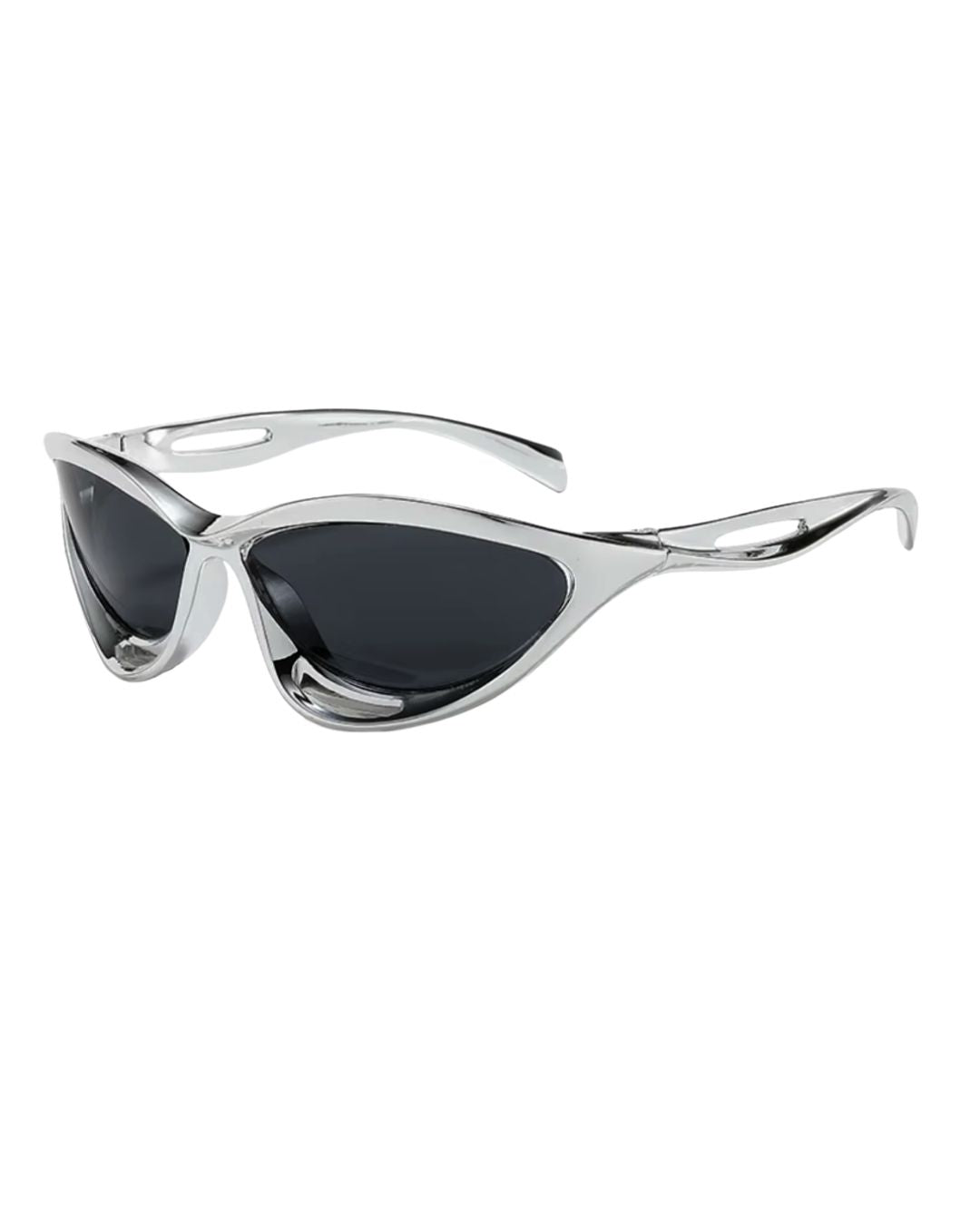 Lunettes originales futuristes - Galapala G008⎜TILT - monture argentée - verres noirs - vue de profil