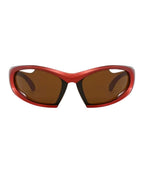 Lunettes originales futuristes - Galapala G014⎜ARANO - monture rouge - verres marron - vue de face