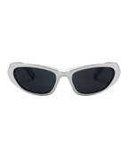 Lunettes originales Y2K - Galapala G016⎜CYPHER - monture argentée - verres noirs - vue de face
