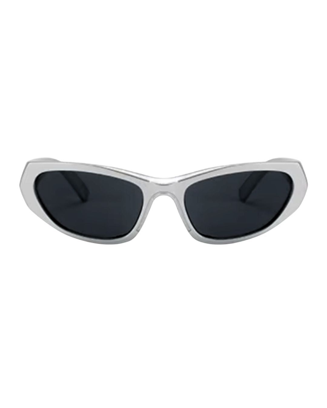 Lunettes originales Y2K - Galapala G016⎜CYPHER - monture argentée - verres noirs - vue de face
