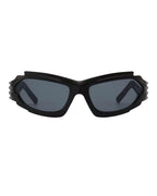 Lunette futuriste Y2K - Galapala G404⎜VOID - monture noire - verres noirs - vue de face