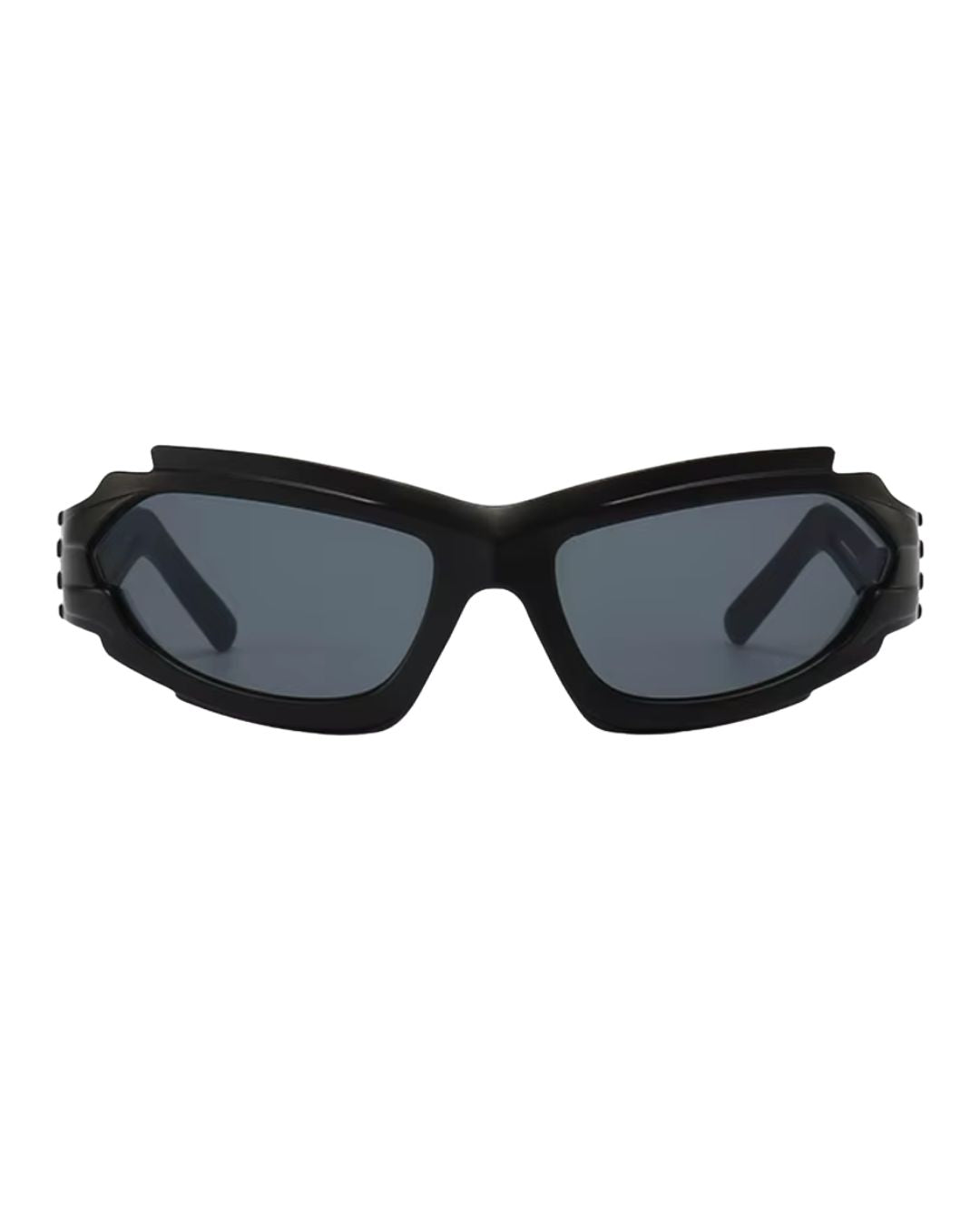 Lunette futuriste Y2K - Galapala G404⎜VOID - monture noire - verres noirs - vue de face