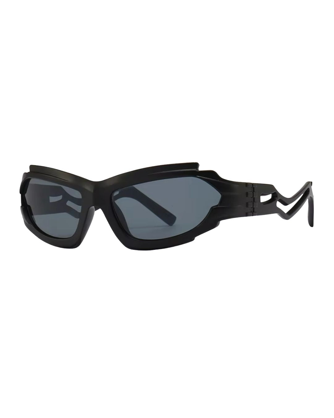 Lunette futuriste Y2K - Galapala G404⎜VOID - monture noire - verres noirs - vue de profil