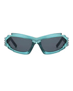 Lunette futuriste Y2K - Galapala G404⎜VOID - monture bleu - verres noirs - vue de face