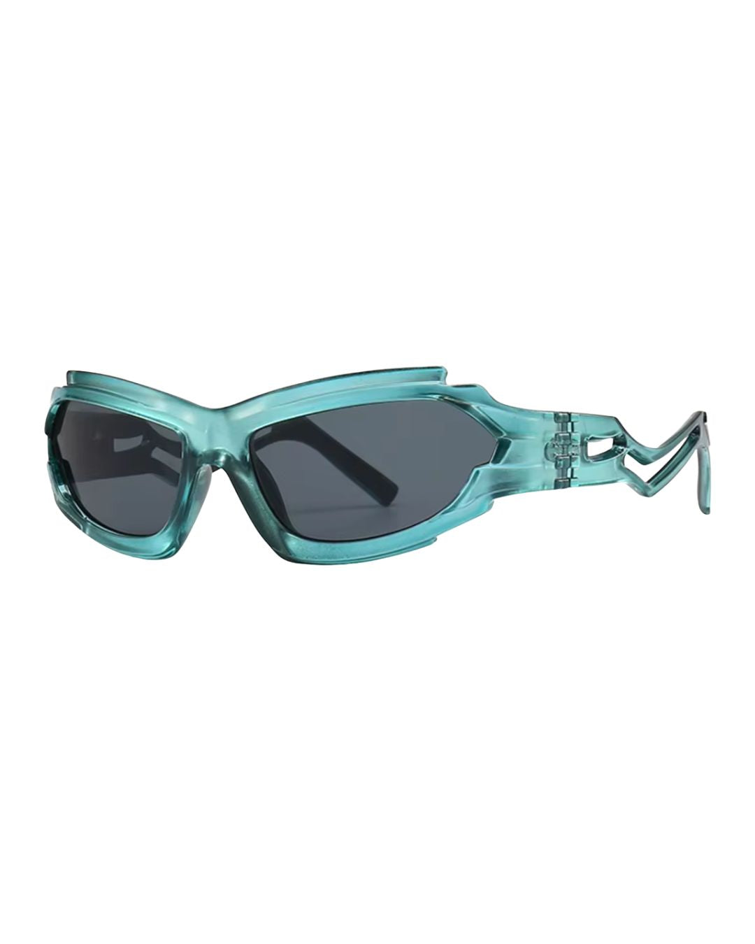 Lunette futuriste Y2K - Galapala G404⎜VOID - monture bleu - verres noirs - vue de profil