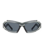 Lunette futuriste Y2K - Galapala G404⎜VOID - monture grise - verres noirs - vue de face