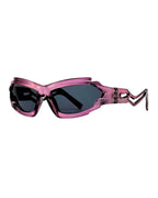 Lunette futuriste Y2K - Galapala G404⎜VOID - monture violette - verres noirs - vue de profil