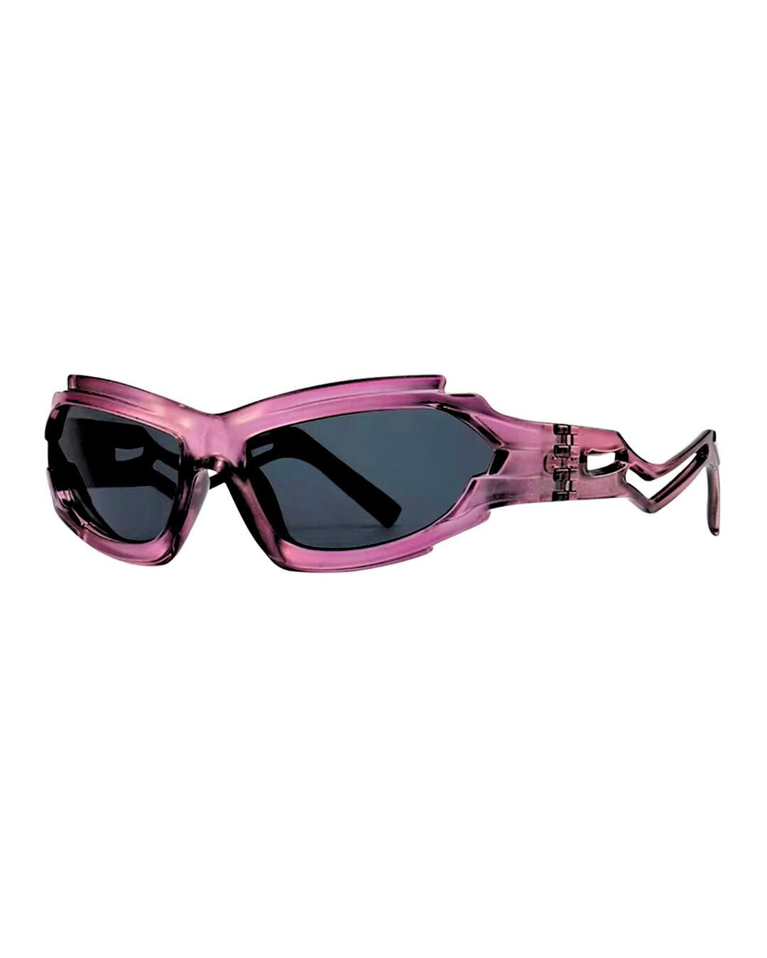 Lunette futuriste Y2K - Galapala G404⎜VOID - monture violette - verres noirs - vue de profil